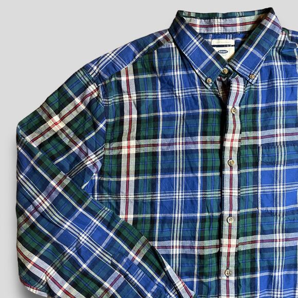 MENS BUTTON DOWN OLD NAVY 100 COTTON PLAID FALL 90s PREPPY WESTERN VIBES SIZE XL - Picture 3 of 9